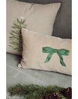 21x12 Velvet Bow Pillow, Green