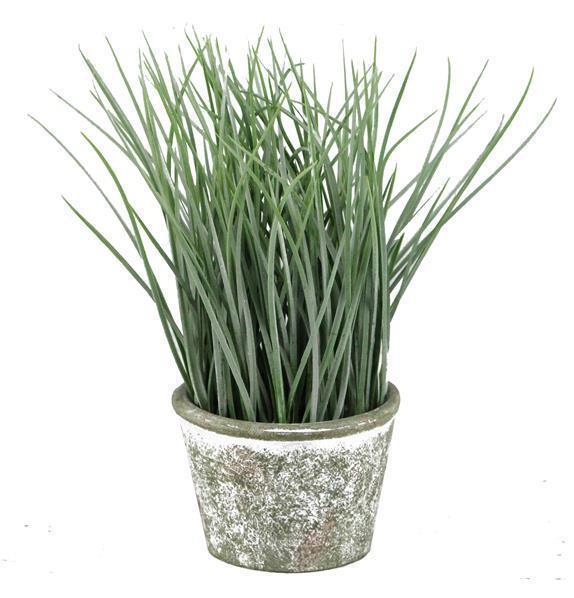 11"H PLASTIC POTTED GRASS 2 - TONE GREEN