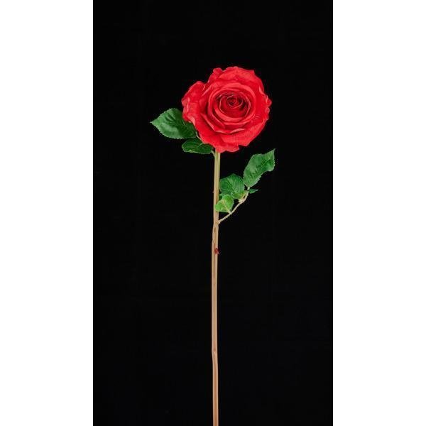 24"L FABRIC ROSE STEM RED