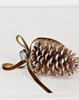 M32878- 6inL Hanging Décor-Jumbo Pinecone W. Bell-Champagne
