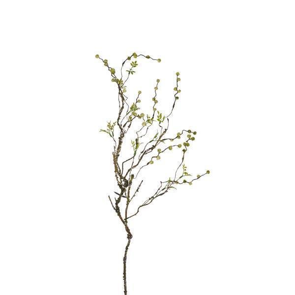 33"L LIGHT GREEN SEED POD/LEAF ICY TWIG SPRAY