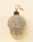 Glitter Acorn Glass Holiday Ornament