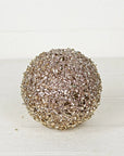 6in Metallic Glittered Ball-Champagne Gold