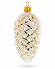 Woodland Retro Style Gold Pinecone Glass Christmas Ornament