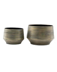 Brookshire Metal Planters -Green Gold Set of 2