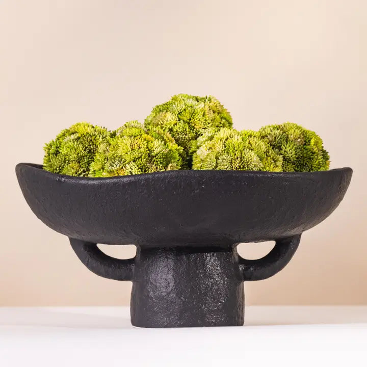 Faux Moss Arrangement in Black Santorini Bowl