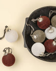 3" Velvet Holiday Baubles S/9, Burgundy/White/Dark Green