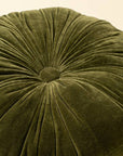 Velvet Tuft Round Cushion, Moss