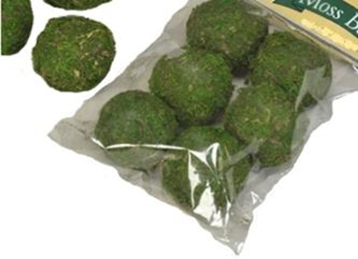 Moss Ball - Green - 2" - 6 Pc Pkgs/6 Pkgs