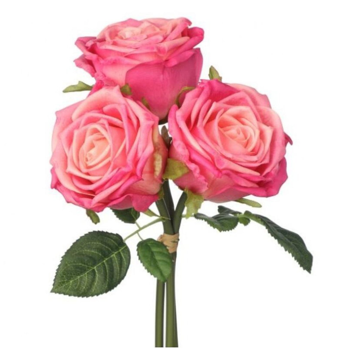 Real Touch Eden Rose 12 Inch Bouquet - Pink - 3 Blooms