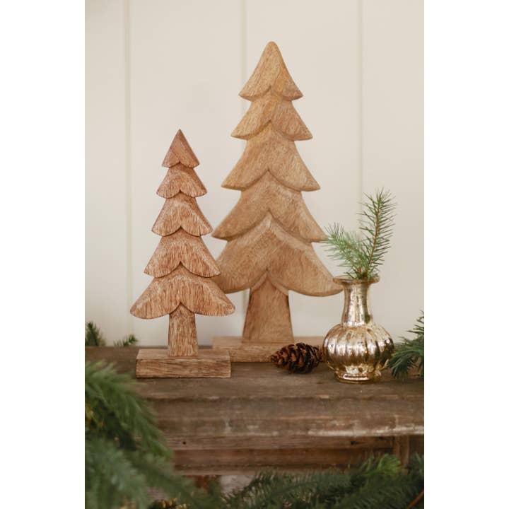 Winter Woods Carved Trees S/2
