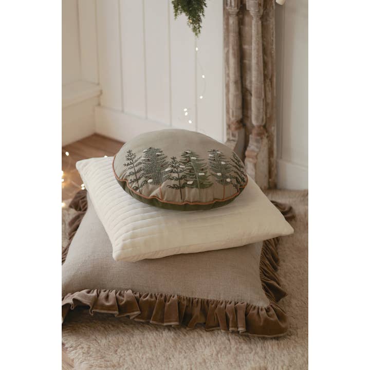 Alpine Trees Round Pillow