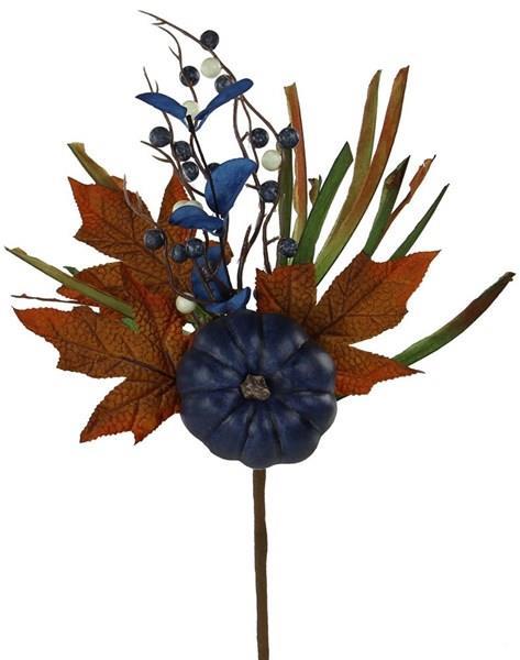 15" PUMPKIN/BERRY LEAF GRASS PICK, NAVY, LIGHT CREAM AND DARK MOSS