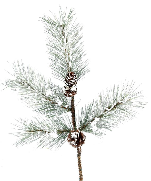 18" WINTER PINE SPRAY X 4 TIPS, GREEN/WHITE WITH PINE CONES