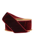 2 1/2" Wired Premium Velvet Ribbon w/ Tissue Back Burgundy 10 Yard Roll