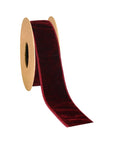 2 1/2" Wired Premium Velvet Ribbon w/ Tissue Back Burgundy 10 Yard Roll