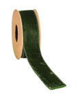 2 1/2" Wired Premium Velvet Ribbon w/ Tissue Back Green/Gold 10 Yard Roll