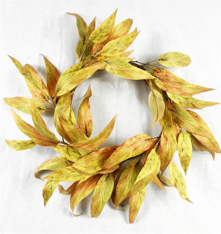 22"DIA EUCALYPTUS WREATH GREEN/RUST/YELLOW