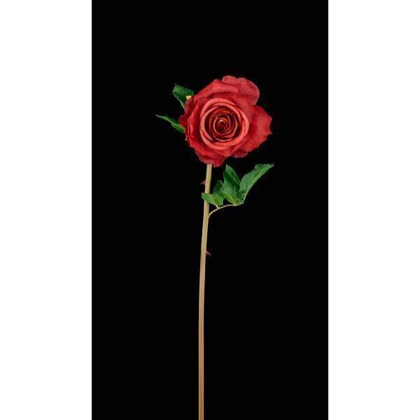 24"L FABRIC ROSE STEM ANTIQUE RUST