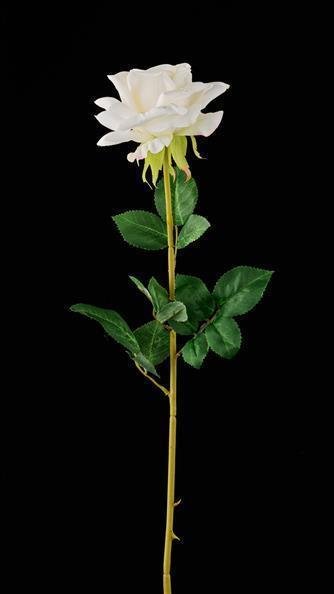 28"L SINGLE ROSE STEM WHITE