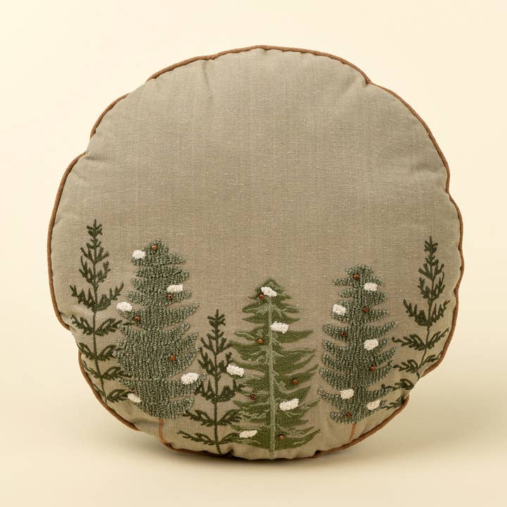 Alpine Trees Round Pillow