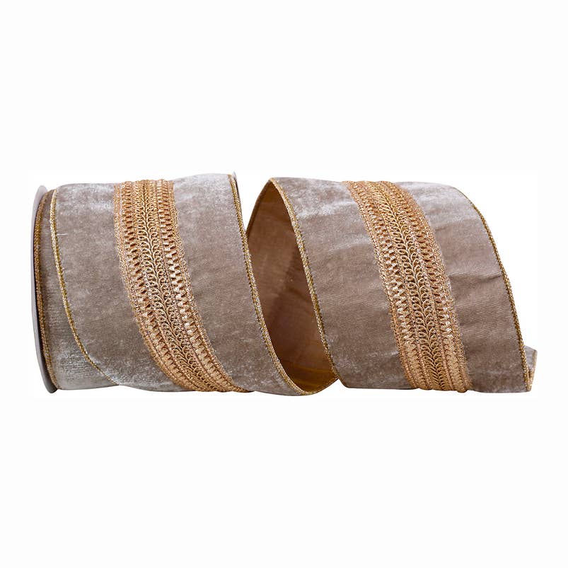 Regal Trim Plush Velvet Wired Edge, Grey, 4 in, 5 Yards