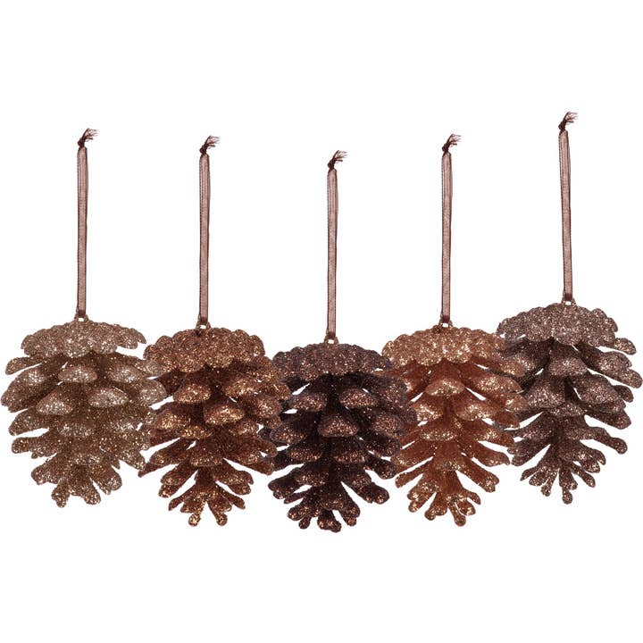 Small Pinecone Christmas Ornament Set