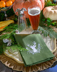 Stag with Holly Berries Linen Towel