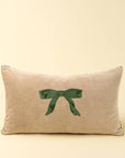 21x12 Velvet Bow Pillow, Green