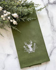 Stag with Holly Berries Linen Towel
