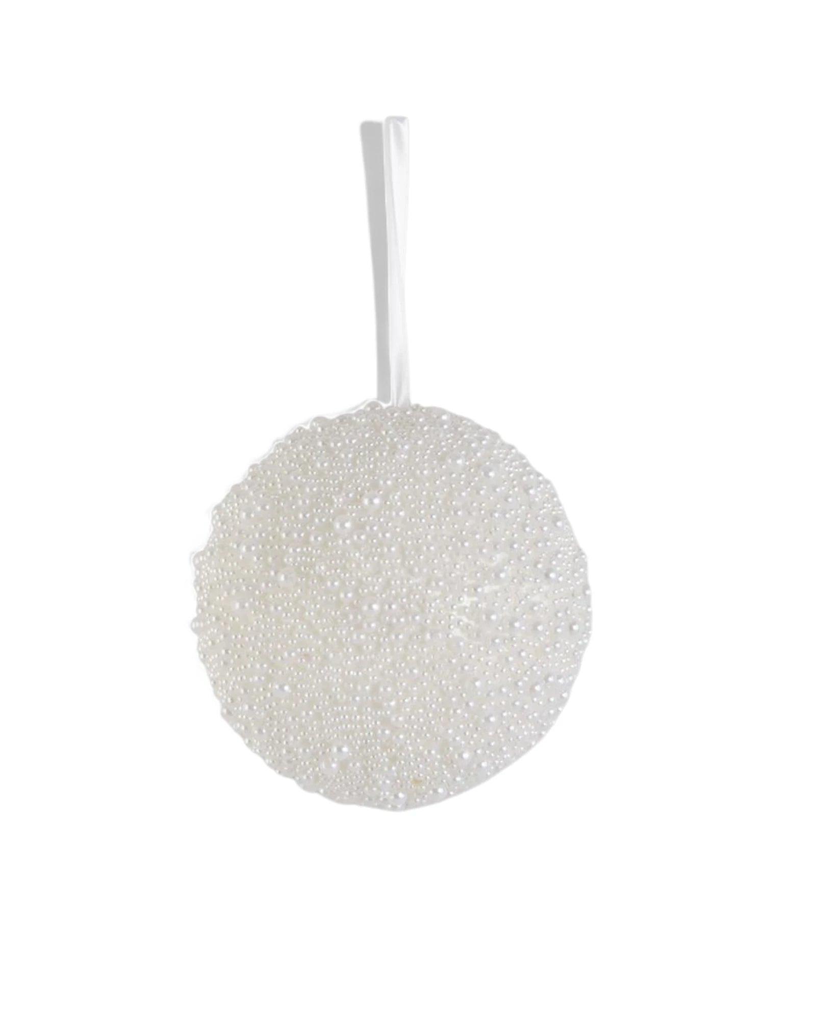Round White Pearl Beaded Ornament -4.75/ 6 Inch