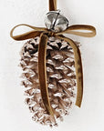 M32878- 6inL Hanging Décor-Jumbo Pinecone W. Bell-Champagne