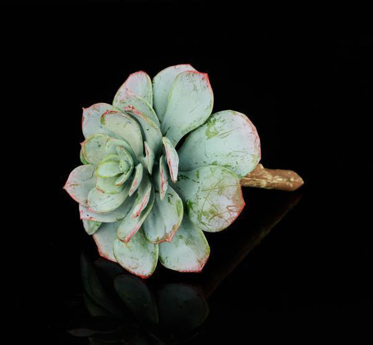 5.5"L UV SHIELD SUCCULENT PICK DUSTY GREEN WITH BURGUNDY