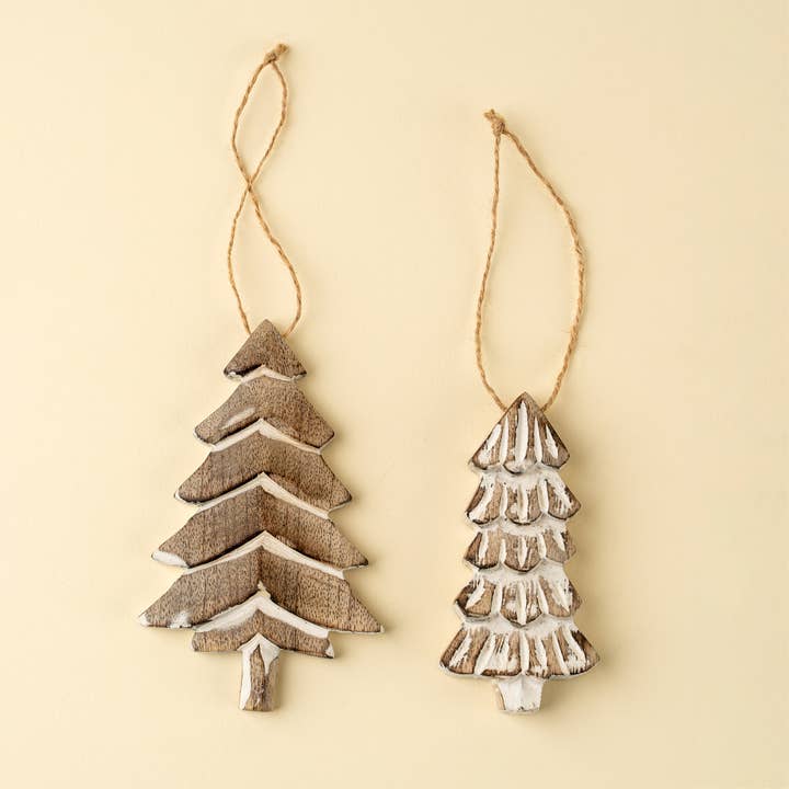 Rustic Pine Holiday Ornaments S/2