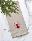 Stag with Holly Berries Linen Towel