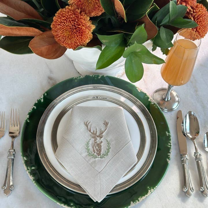 Laurel Wreath Stag Large Napkin