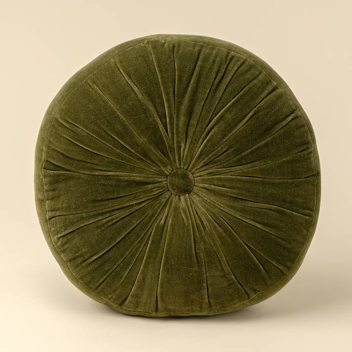 Velvet Tuft Round Cushion, Moss
