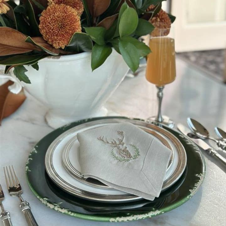 Laurel Wreath Stag Large Napkin