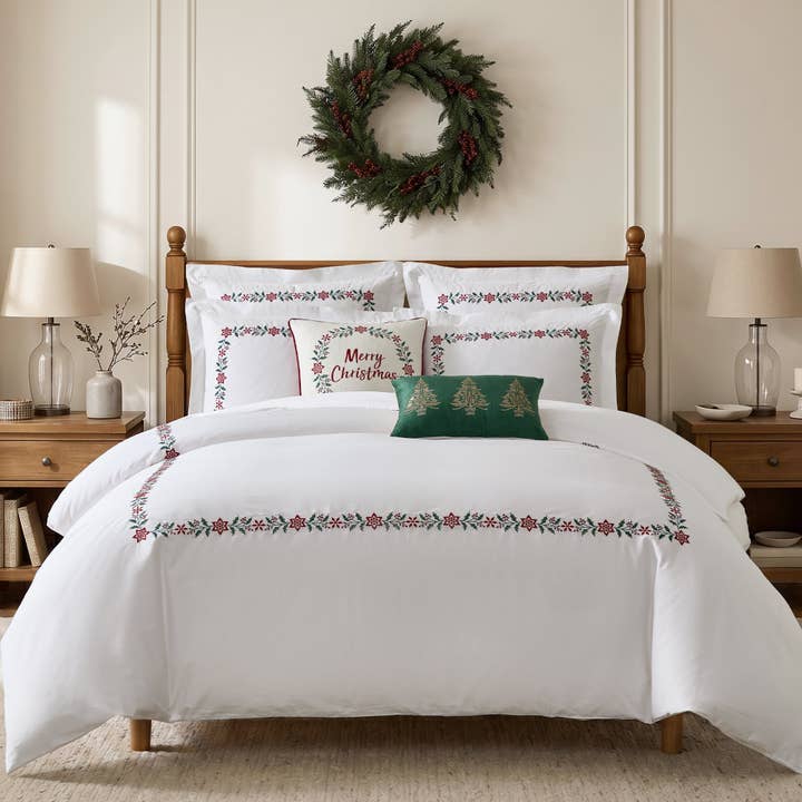 Holly &amp; Thistle Embroidered Metalic Trees Pillow 12x18
