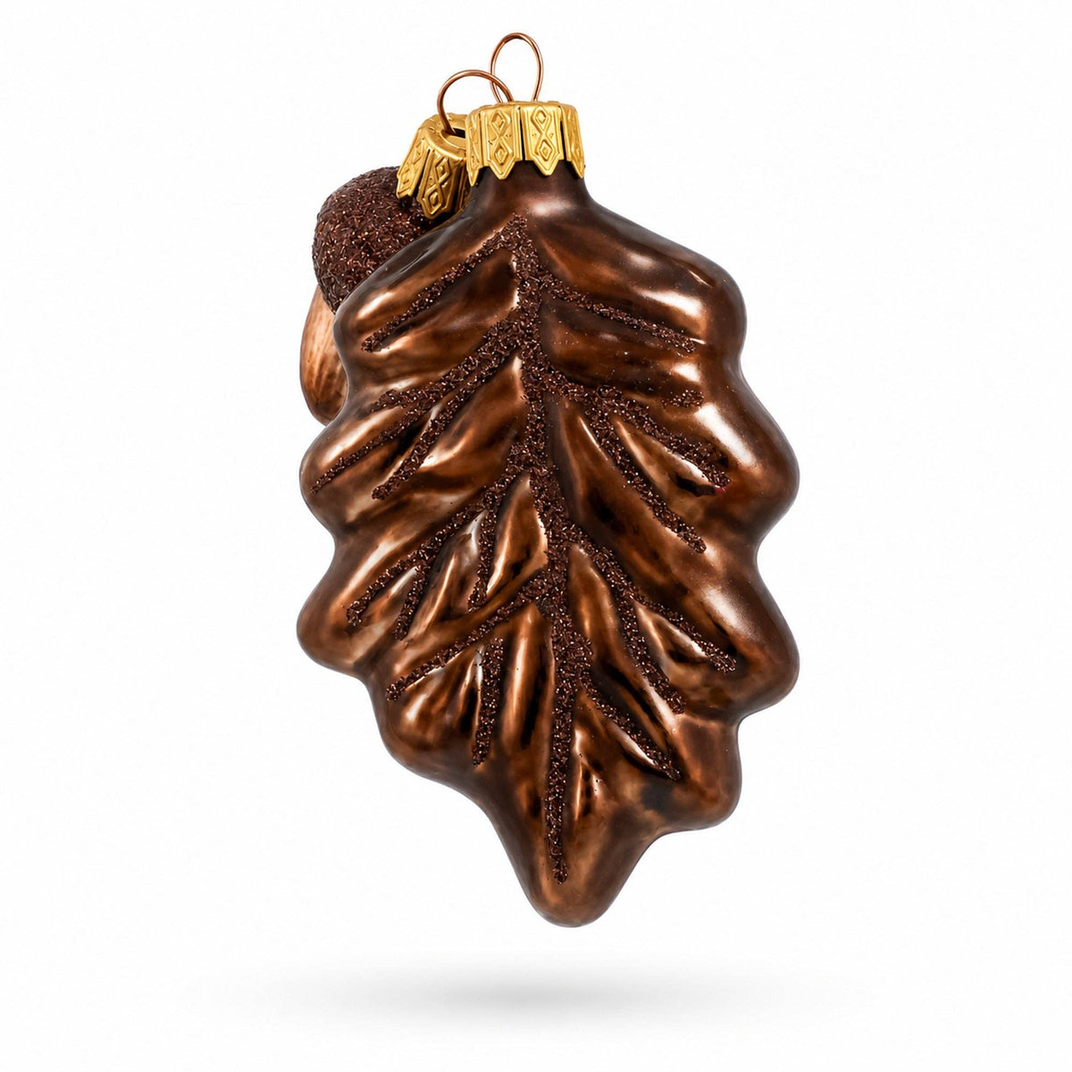 Oak Leaf and Acorn Glass Christmas Ornament