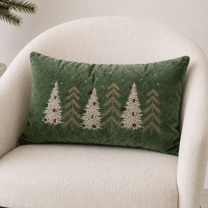 Emerald Pines Velvet Accent Pillow