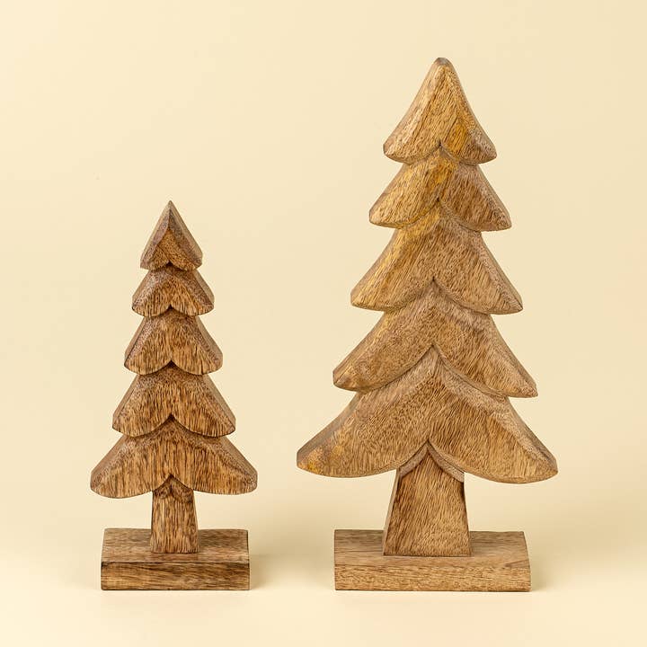 Winter Woods Carved Trees S/2