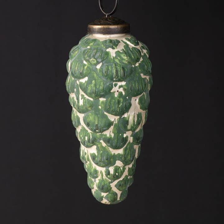 Ornament - Distressed Glass Pinecone (Pk/06)