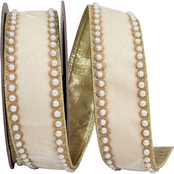 Pearl Plush Velvet Deluxe, Cream, 2-1/2 in, 5 Yards