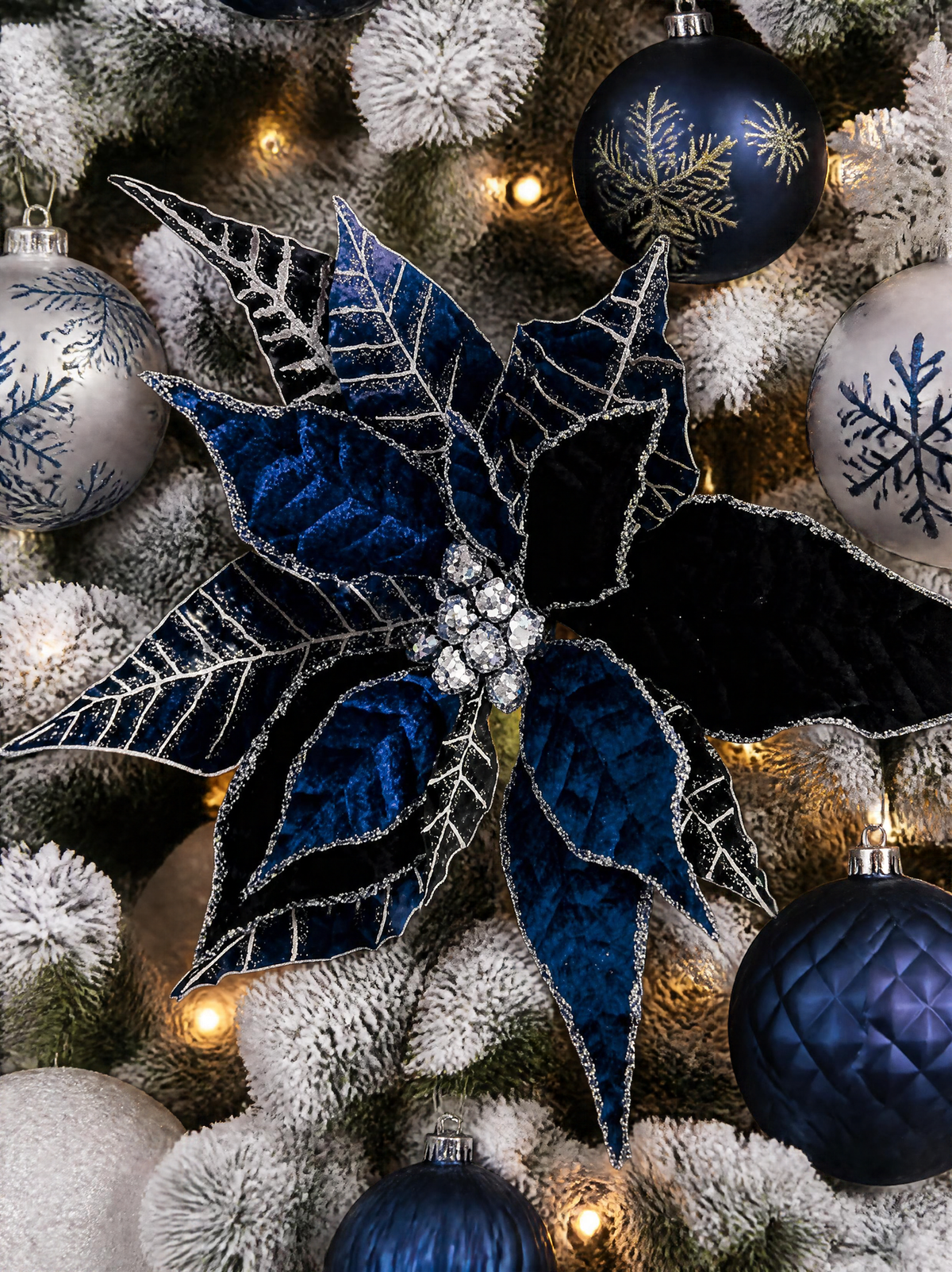 Blue and Silver Poinsettia Stem