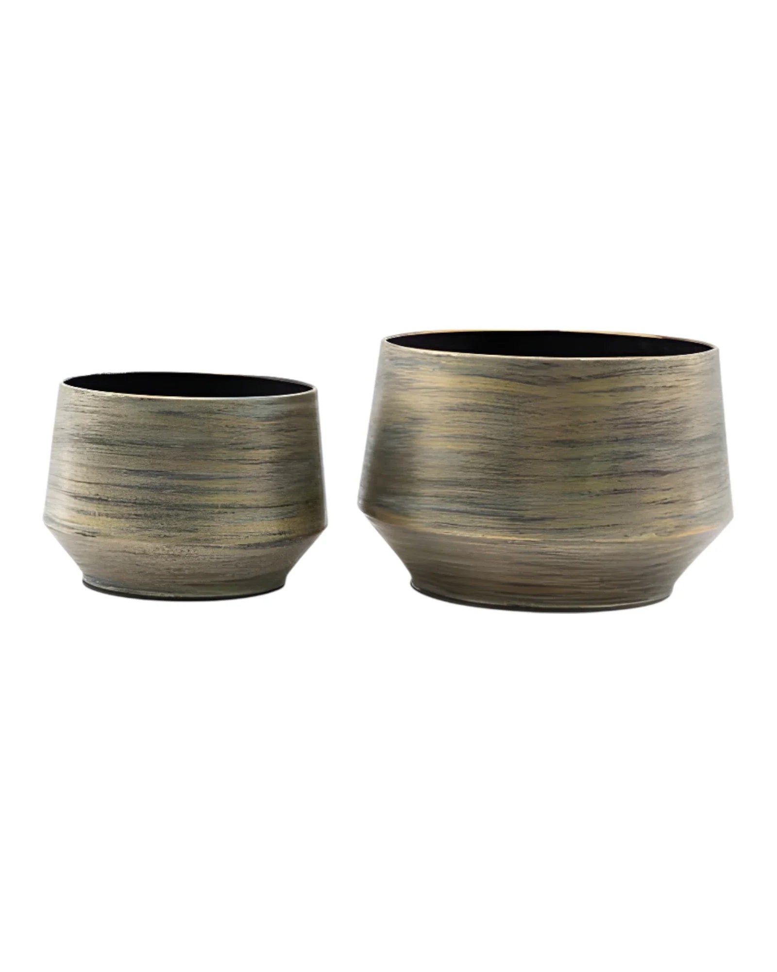 Brookshire Metal Planters -Green Gold Set of 2