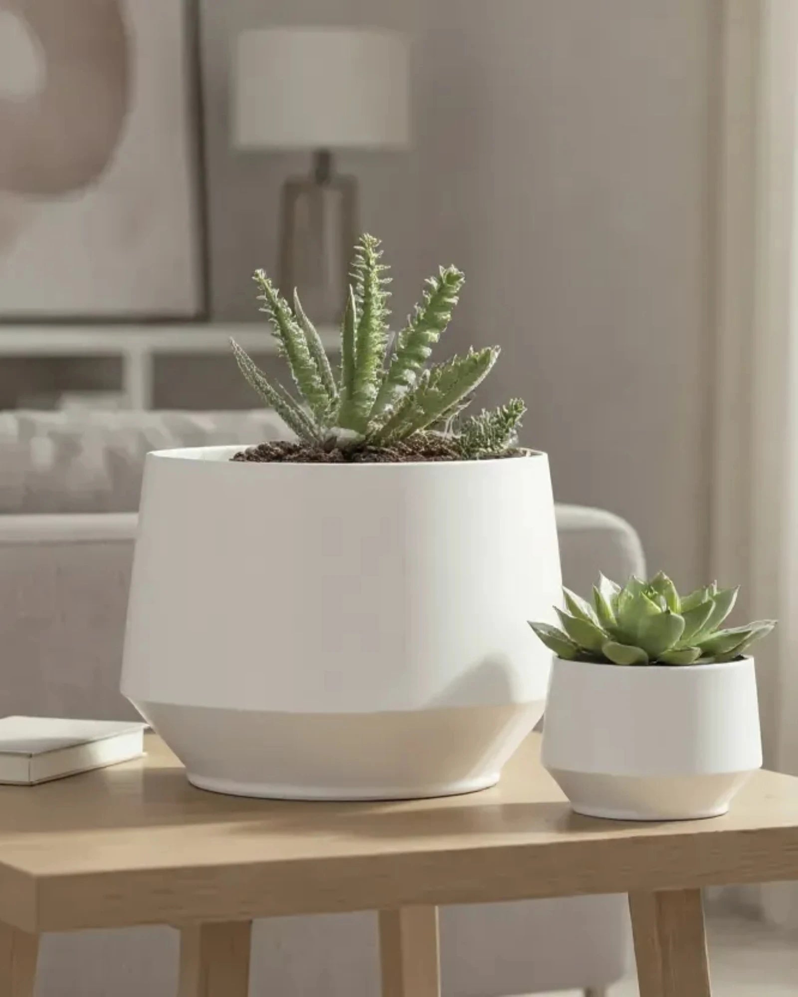 Brookshire Metal Planters -White Set of 2