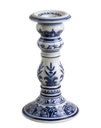 Chinoiserie Porcelain Candlestick 8"H x 4"- Set of 2