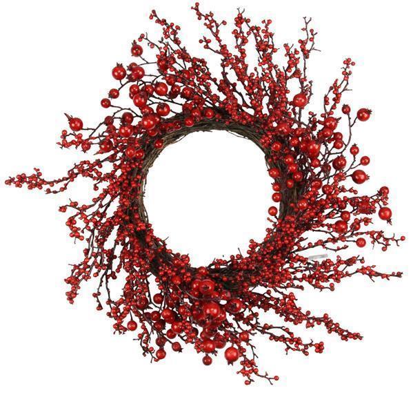 22"DIA MIXED BERRY WREATH RED