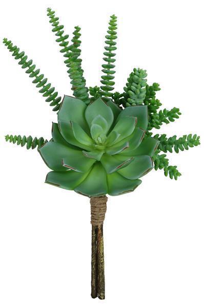 14"H MIXED SUCCULENT BUSH GREEN